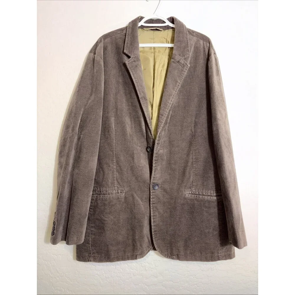 Gap Men XL Brown Suede Cotton Academia Y2K VTG Preppy 2-Button Blazer Grandpa‎
